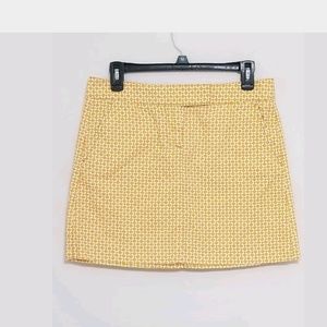 J Crew Womens Mini Skirt Yellow White Floral